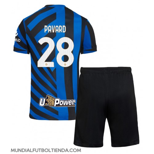 Camiseta Inter Milan Benjamin Pavard #28 Primera Equipación Replica 2024-25 para niños mangas cortas (+ Pantalones cortos)